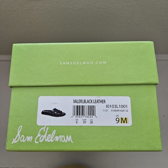 Sam Edelman Black Leather Slide Sandals with Contrast Stitching - Picture 3 of 3